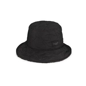 RAG & BONE Addison reversible faux-fur packable women's bucket hat -BLACK